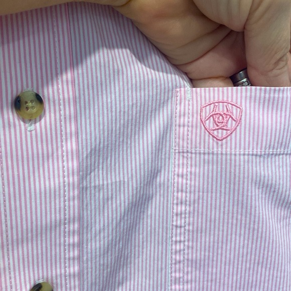 Ariat, Pro Series Dayne Pink Mini Stripe Long Sleeve Button Down Shirt |Size XXL - Picture 8 of 14